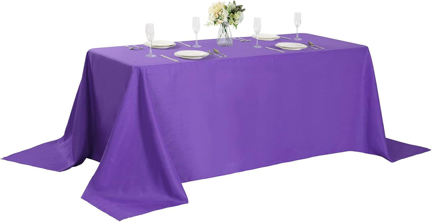 Rectangle Tablecloth 90x156 inch Washable Polyester Fabric Table Cloth for Wedding Party Dining Banquet Decoration（90x156,Purple）