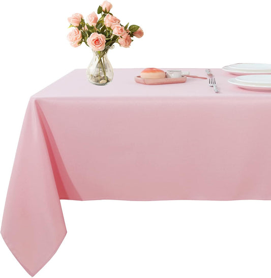 Fitable Rectangle Tablecloth Stain and Wrinkle Resistant Washable Polyester Table Cloth for Buffet Parties and Camping (54x78 inch, Pink)