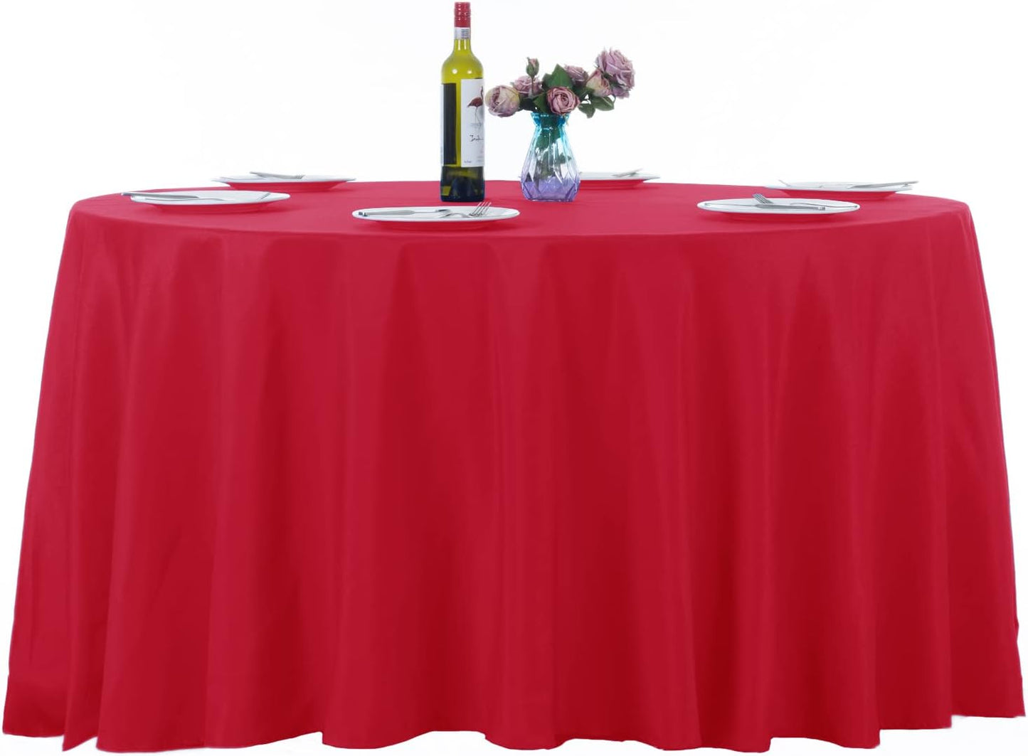 Ascoza 2pack 108 Inch Red Round Tablecloth in Washable Polyester Fabric for Wedding/Banquet/Restaurant/Parties…