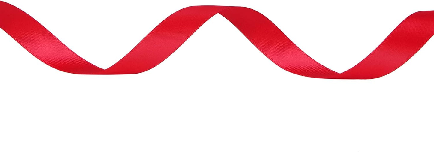 Ribbli Double Faced Hot Red Satin Ribbon,1/2” x Continuous 25 Yards,Use for Bows Bouquet,Gift Wrapping,Floral Arrangement