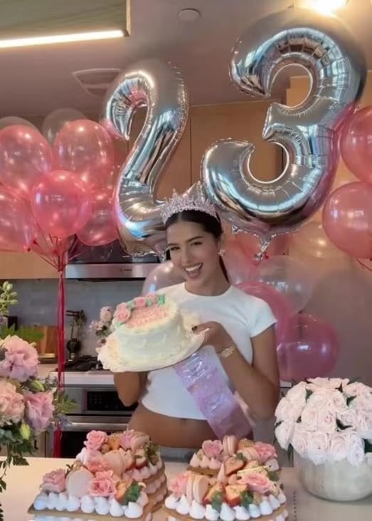 40 Inch Silver 3 Large Number Balloon, 3 13 23 30 33 36 Silver Birthday Party Decorations, Number Three Foil Balloons for Anniversary Party Graduations Celebration Supplies