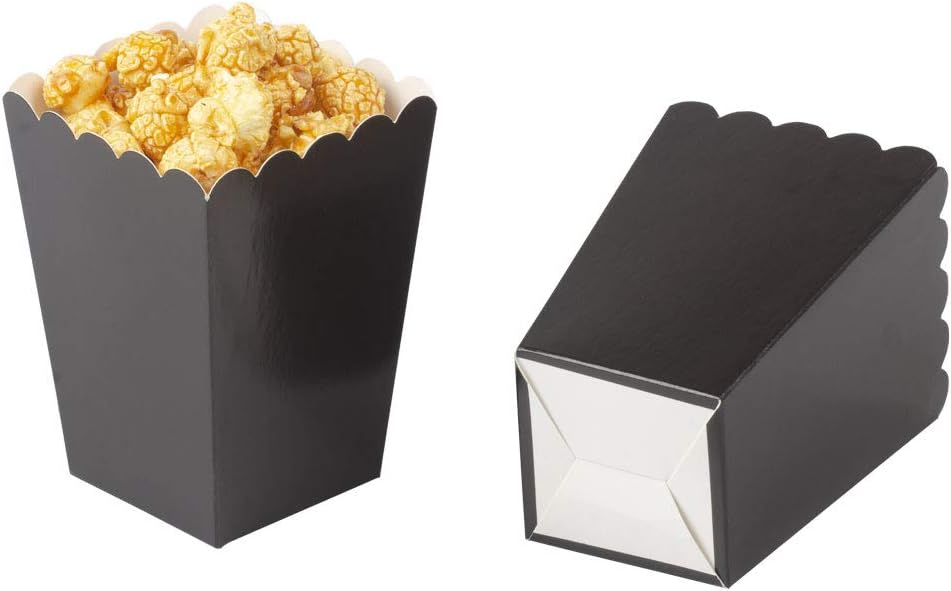 YESON Black Popcorn Boxes Mini Paper Popcorn Box for Party,Pack of 36