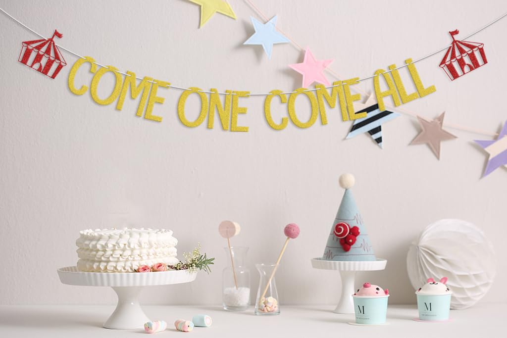 Come One Come All Banner, Circus 1st Birthday Party Decorations, Carnival Theme Party Clown First