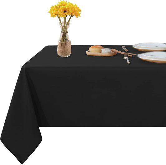 Fitable Rectangle Tablecloth Stain and Wrinkle Resistant Washable Polyester Table Cloth for Buffet Parties and Camping (60x102 inch, Black)