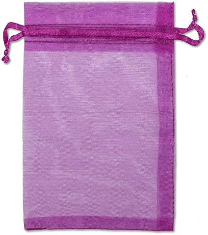 TheDisplayGuys 100-Pack 6x8 Hot Pink Sheer Organza Gift Bags with Drawstring, Jewelry Candy Treat Wedding Party Favors Mesh Pouch
