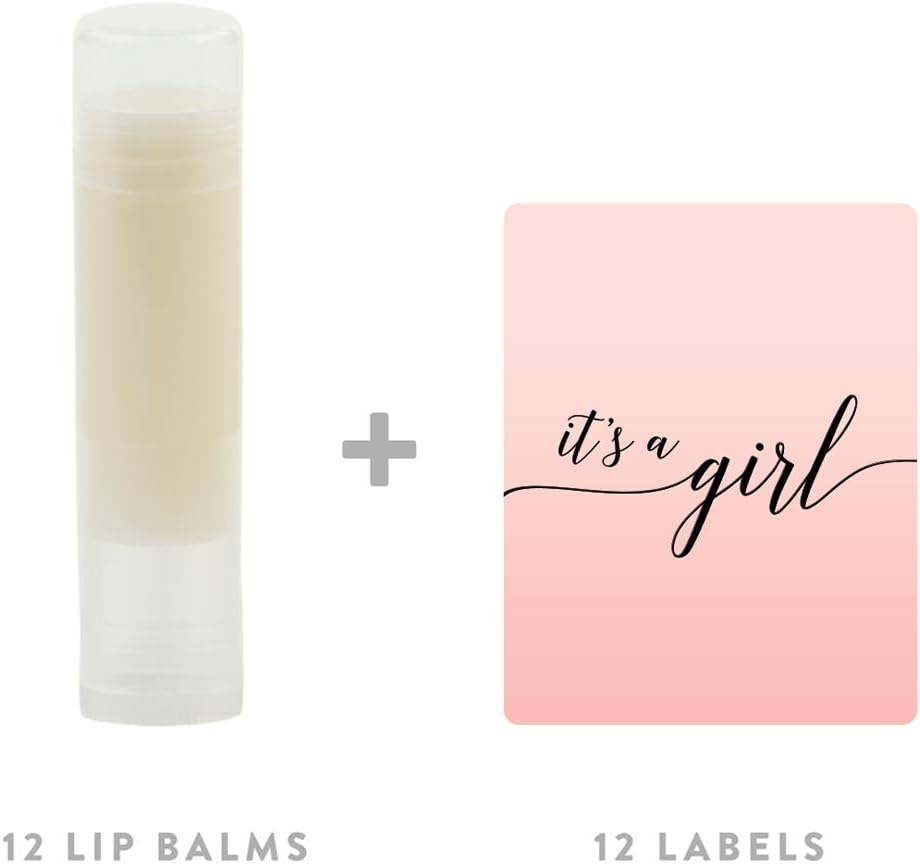 Andaz Press Blush Pink Rose Elegant Party Baby Shower, Lip Balm Chapstick Favors, It'S A Girl!, 12-Pack, Baby Shower Sip And See Baby Shower Lip Balm Baby Shower Favors For Girls Its A Girl Chapstick