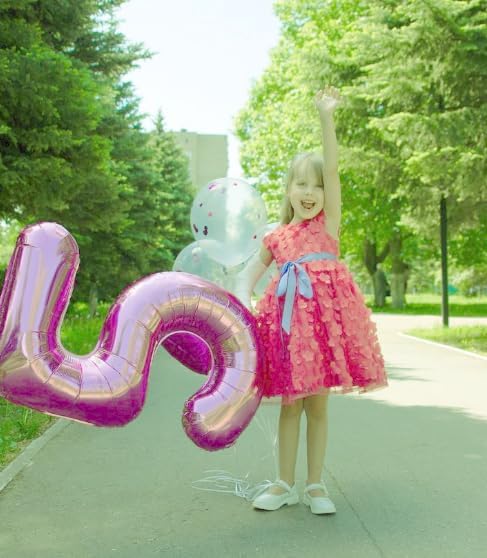 Pink 5 Number Balloon 40 Inch Large Birthday Balloon, Five 5th 15 25 35 50 55 Birthday Celebration Decorations, Foil 5 Mylar Helium Number 5 Balloons Girl Boy Anniversary Party Supplies