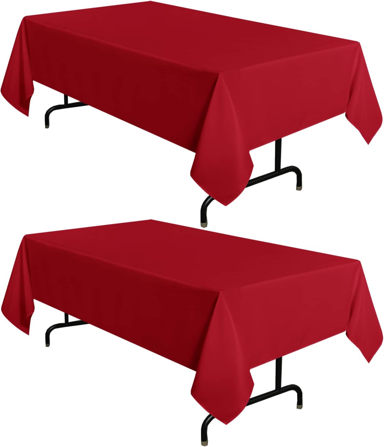 sancua 2 Pack Red Tablecloth 60 x 84 Inch, Rectangle 4 Feet Christmas Table Cloth - Stain and Wrinkle Resistant Washable Polyester Table Cover for Dining Tables, Buffet Parties and Camping