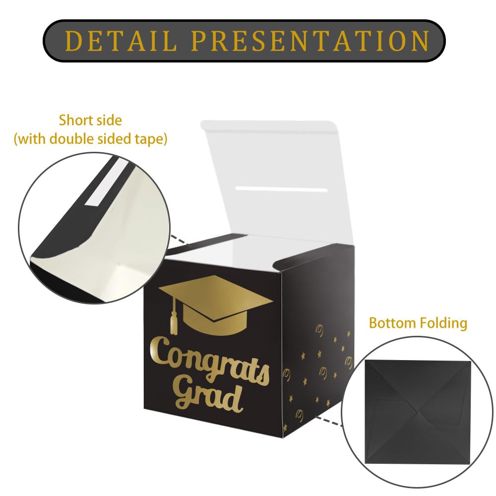 Partico Graduation Card Box Holder, Grad Party Decorations (Black)