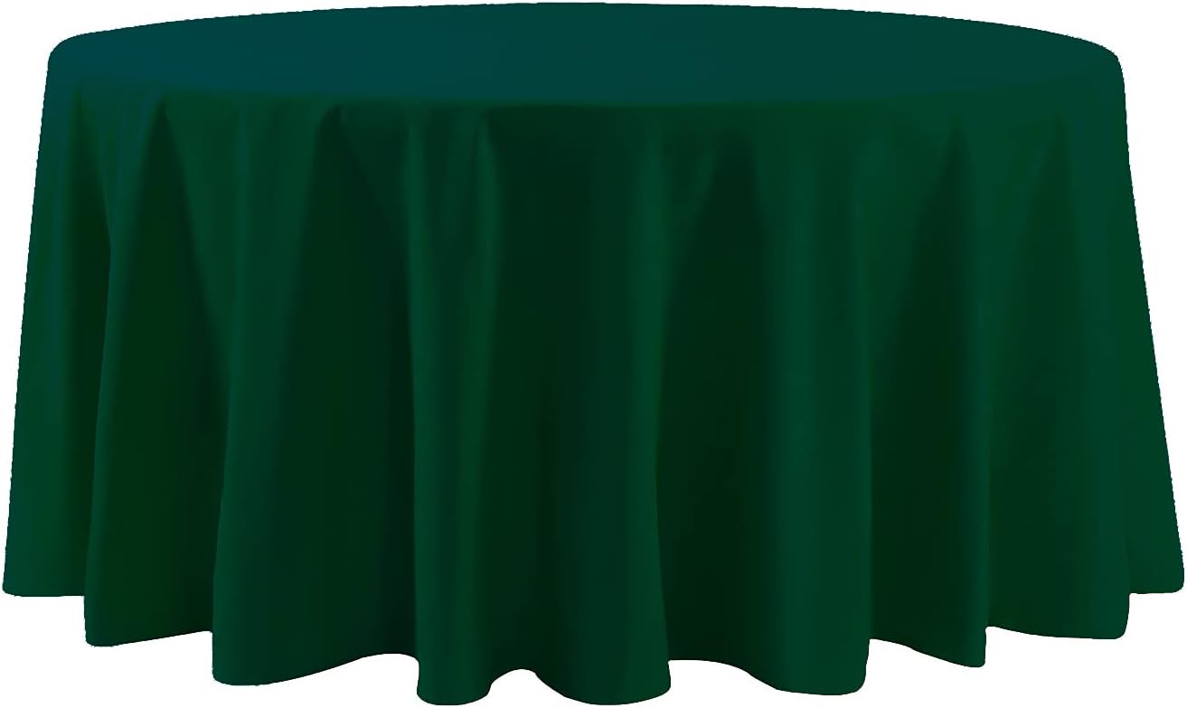 120 inch Round Tablecloth Washable Polyester Table Cloth Decorative Table Cover for Wedding Party Dining Banquet（120 inch, Hunter）