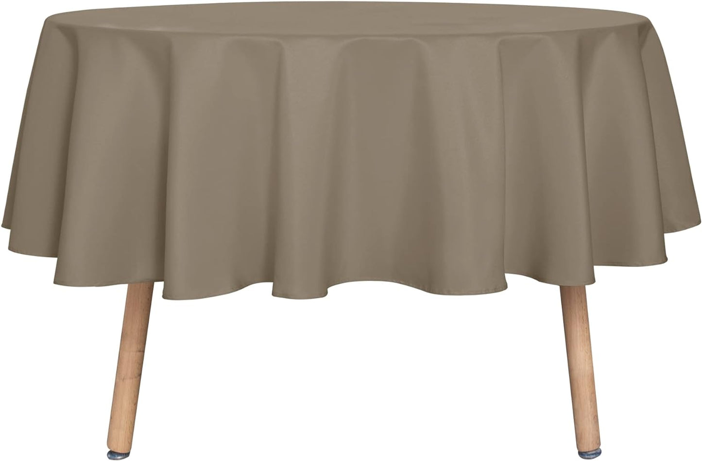 sancua Round Tablecloth - 70 Inch - Water Resistant Spill Proof Washable Polyester Table Cloth Decorative Fabric Table Cover for Dining Tables, Buffet Parties and Camping, Taupe