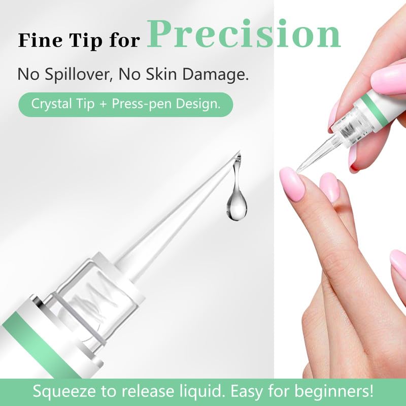 Nail Glue Remover for Press on Nails, 2025 Upgraded 2 In 1 Stick & Remover Pen Design, Not for Gel Polish Base Coat, Quick Gentle Removal Fake Nail Tips Press Ons, 2pcs*5ml
