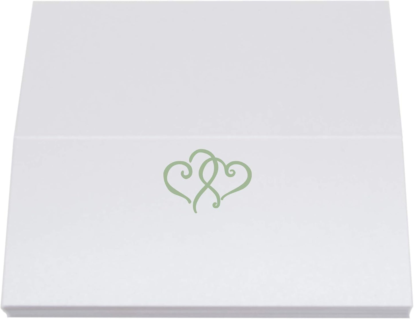 Linked Hearts Place Cards, Sage (Choose Color), Set of 150, Pre-cut and Scored - Wedding, Party, Dinner, and Special Events - Made in the USA