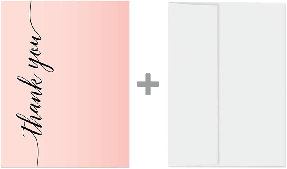 Andaz Press Blush Pink Rose Elegant Party Collection, Blank Thank You Note Cards with Envelopes, 24-Pack