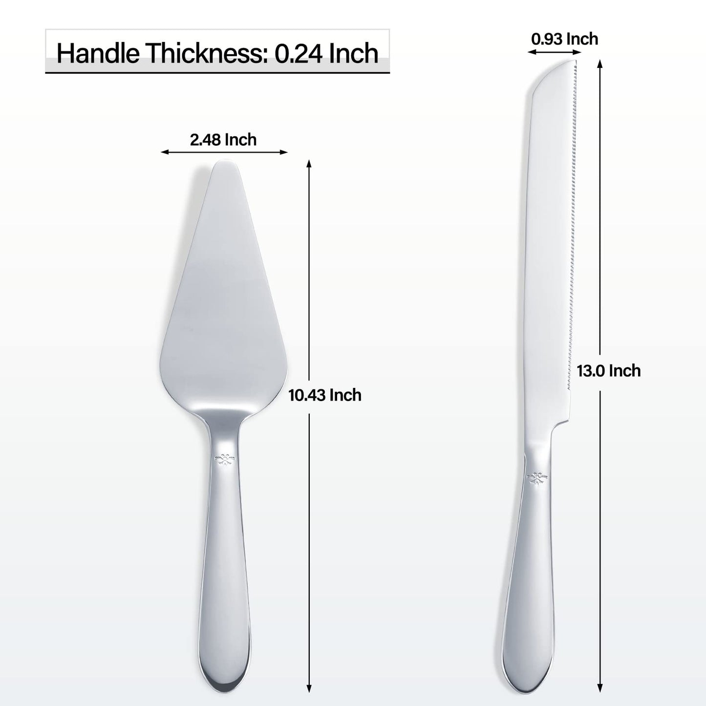 Cake Cutting Set for Wedding, Elegant Cake Knife and Server Set with Thickened Stainless Steel