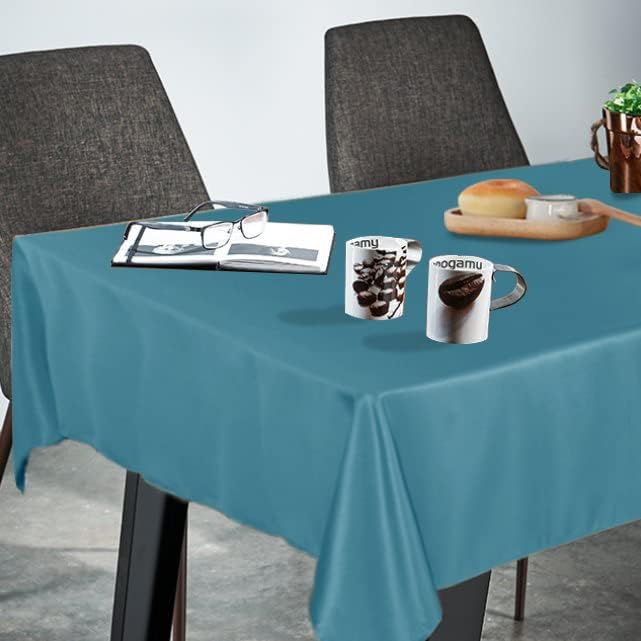 Fitable Rectangle Tablecloth Stain and Wrinkle Resistant Washable Polyester Table Cloth for Buffet Parties and Camping (54x78 inch, Teal)