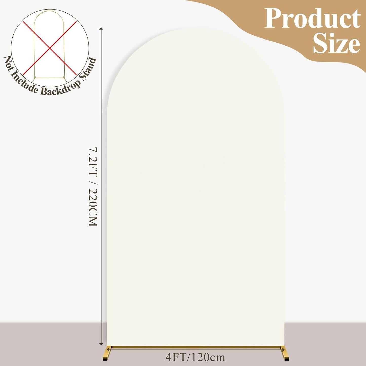 Ledido Wedding Arch Backdrop Cover 7.2FT Arch Covers Fitted Stretchy Spandex Round Top Stand Backdrop Cover for Wedding Banquet Ceremony Birthday Party Baby Shower Event Decoration,Ivory