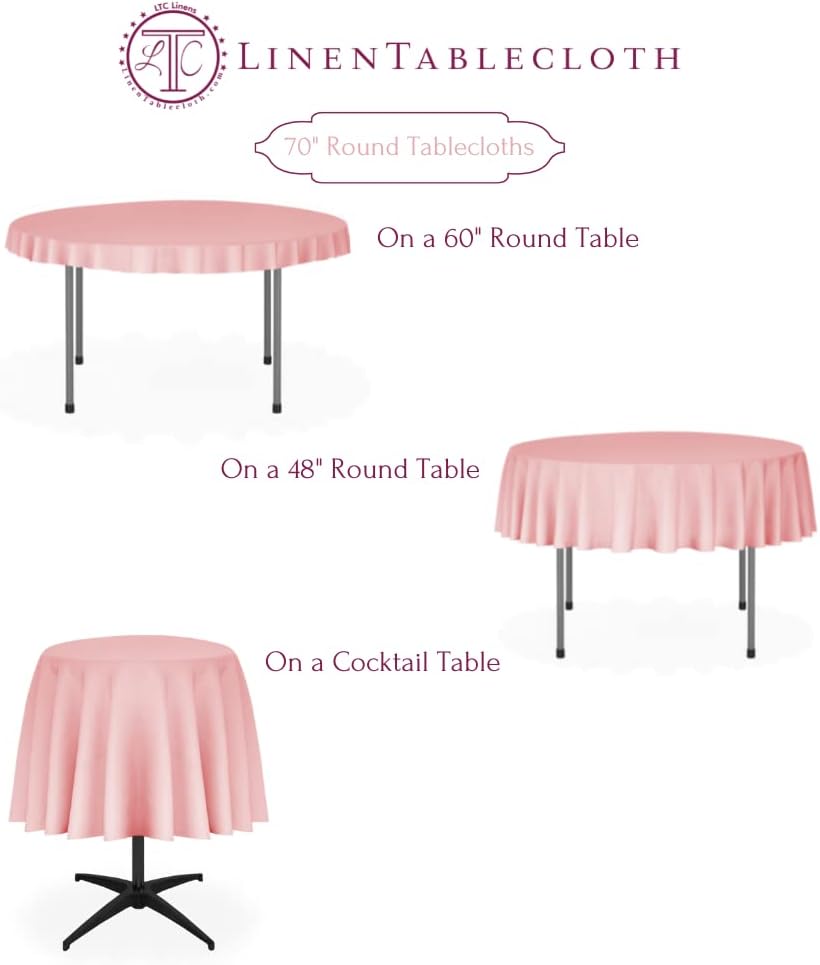 LinenTablecloth 70-Inch Round Polyester Tablecloth Pumpkin