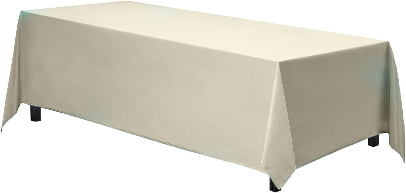 Gee Di Moda Rectangle Tablecloth - 90 x 156 Inch Ivory Table Cloth for 8 Foot Table with Floor-Length Drop - Heavy Duty Washable Fabric - 8 Ft Buffet Table, Holiday Party, Wedding & Baby Shower