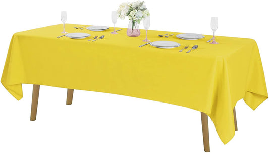 Rectangle Tablecloth 60x84 inch Washable Polyester Fabric Table Cloth for Wedding Party Dining Banquet Decoration（60x84,Yellow）