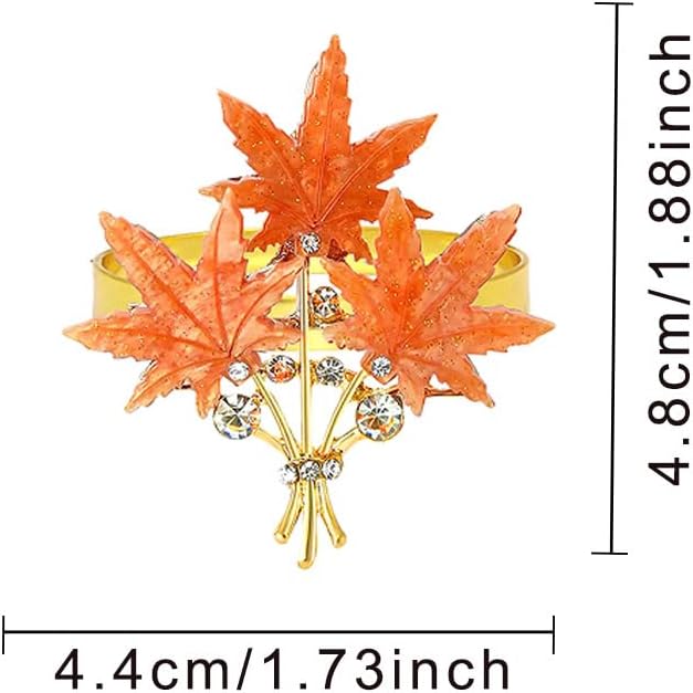 4 Pcs Maple Leaves Napkin Ring, Fall Metal Napkin Ring Holder Maple Leaves Serviette Buckle Holder Autumn Leaf Napkin Buckle for Harvest Season Thanksgiving Fall Decoration