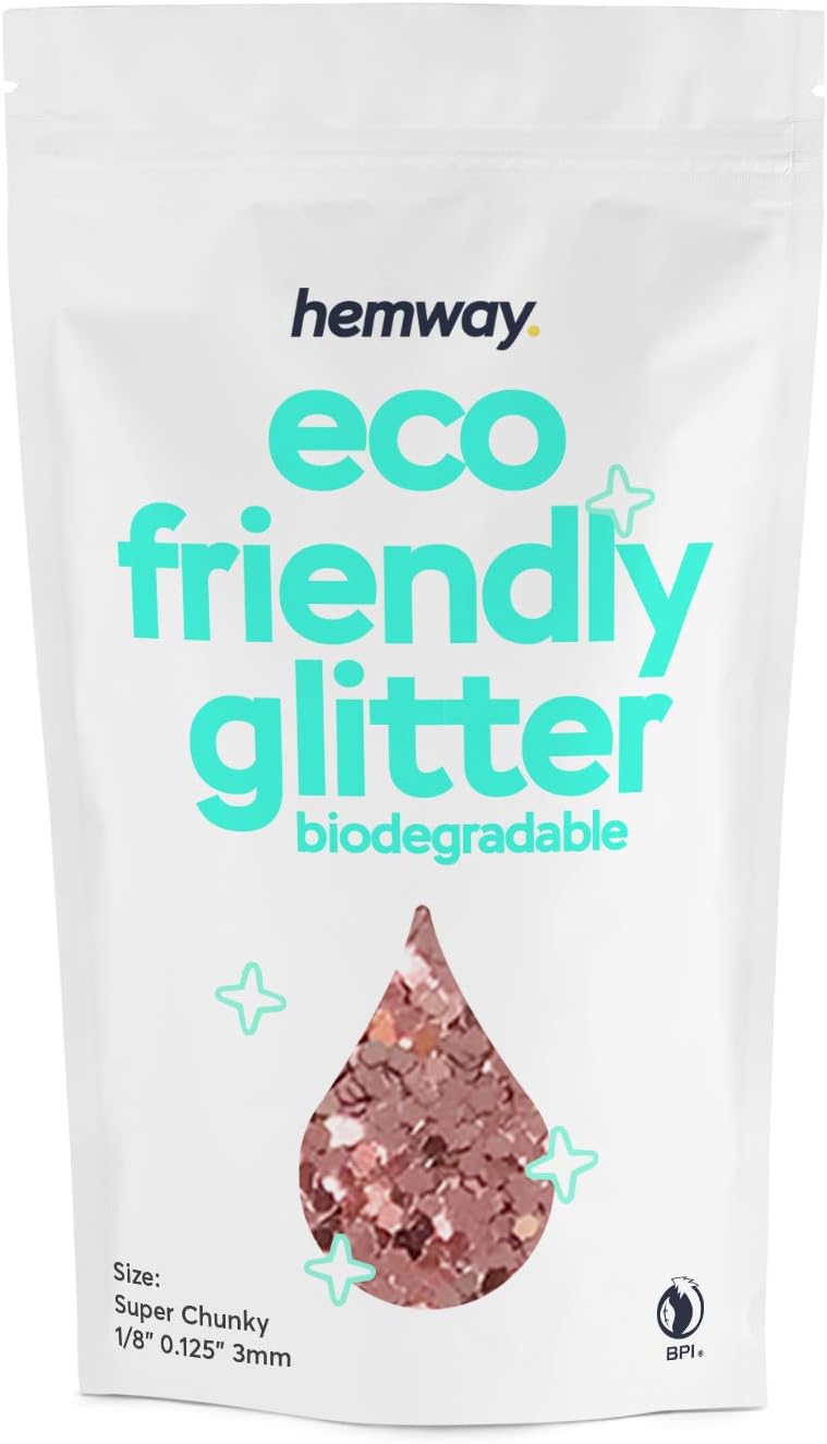 Hemway Biodegradable Glitter Eco Friendly - 100g/3.5oz Bio Cosmetic Safe Sparkle Vegan for Face Eyeshadow Body Hair Festival Makeup Craft - Super Chunky (1/8" 0.125" 3mm) - Rose Gold