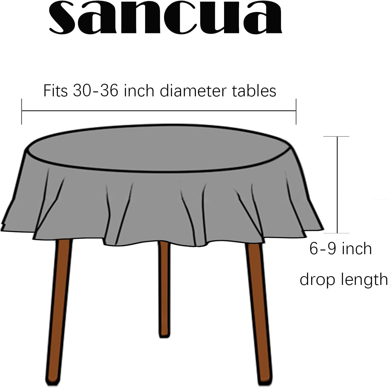 sancua Round Tablecloth - 48 Inch - Water Resistant Spill Proof Washable Polyester Table Cloth Decorative Fabric Table Cover for Dining Buffet Parties, Beige (Fits 30-36 Inch Tables)