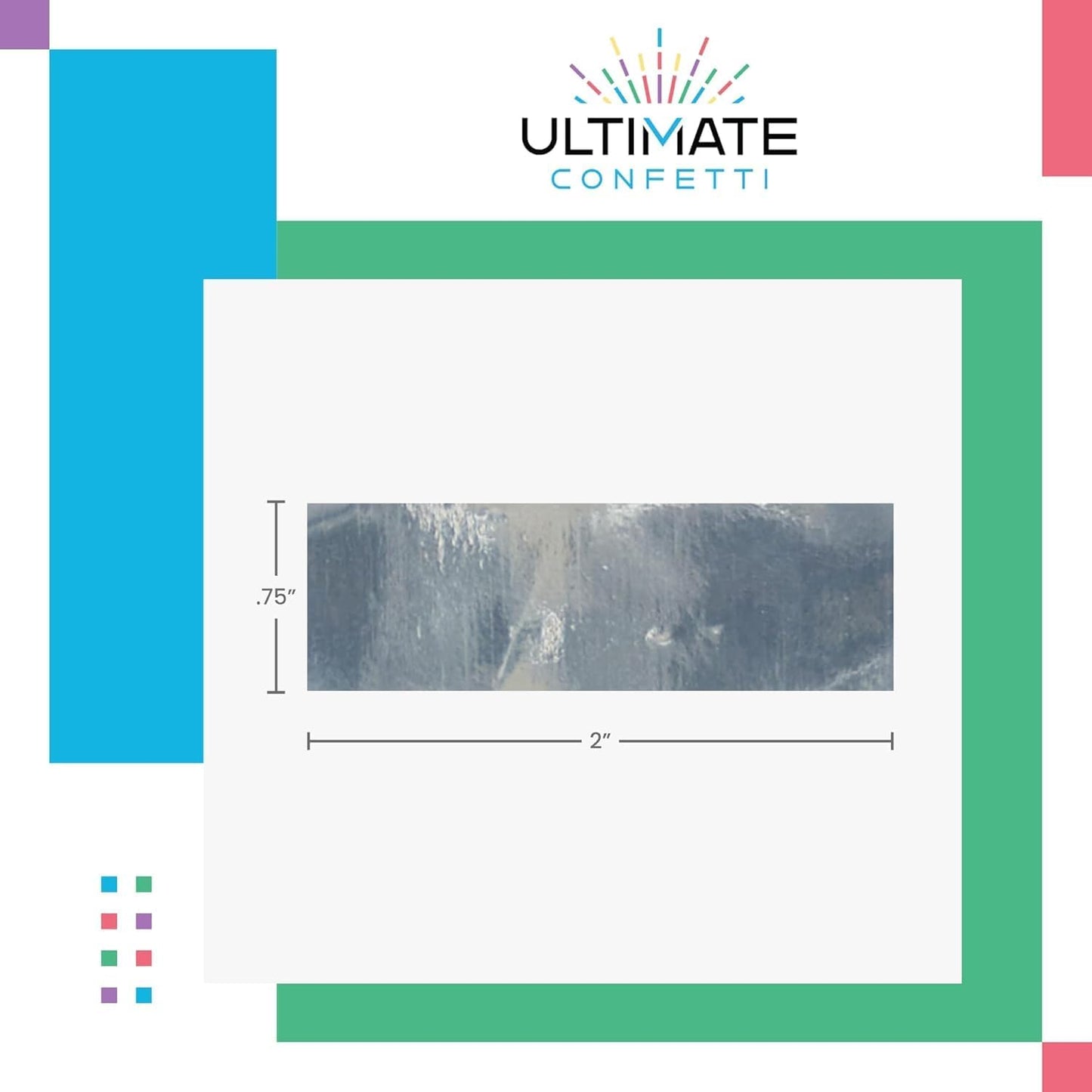 Rectangular Silver Mylar Shiny Foil Metallic Confetti for Cannon and Launcher use - Mother’s Day Confetti for Wedding, Parties, Gender Reveal and Live Events - 30 lb, 480 oz