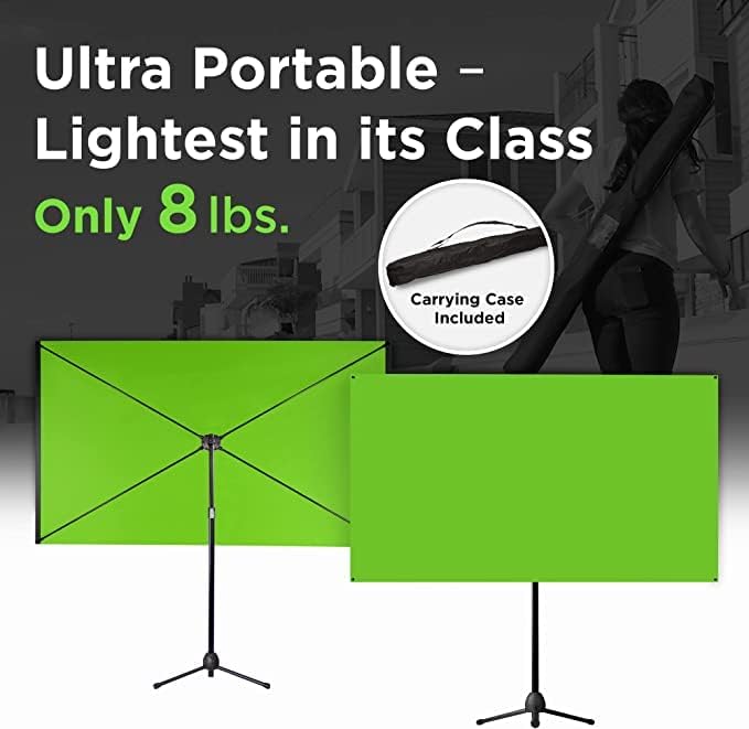 Valera 70in Green Screen Backdrop with Stand for Streaming, Ultra Portable 2 Min Setup, Portrait & Landscape, Tripod & Wall Mount, for Tiktok Zoom Video Meetings & More, +1k Free Backgrounds Included