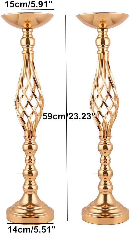 Gold Metal Wedding Centerpieces - Twist Candleholder Stands & Flower Vases for Reception Tables