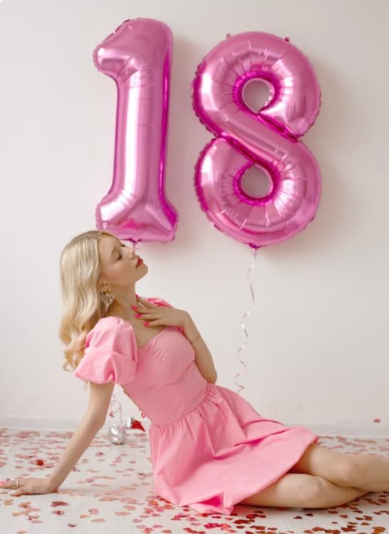 Pink Number 1 Balloon 40 inch, Number 1 Birthday Balloon for Boy Girl, Pink Foil One for 1st 10 11 12 16 18 Birthday Party, Anniversary Celebration Number Balloons Decorations