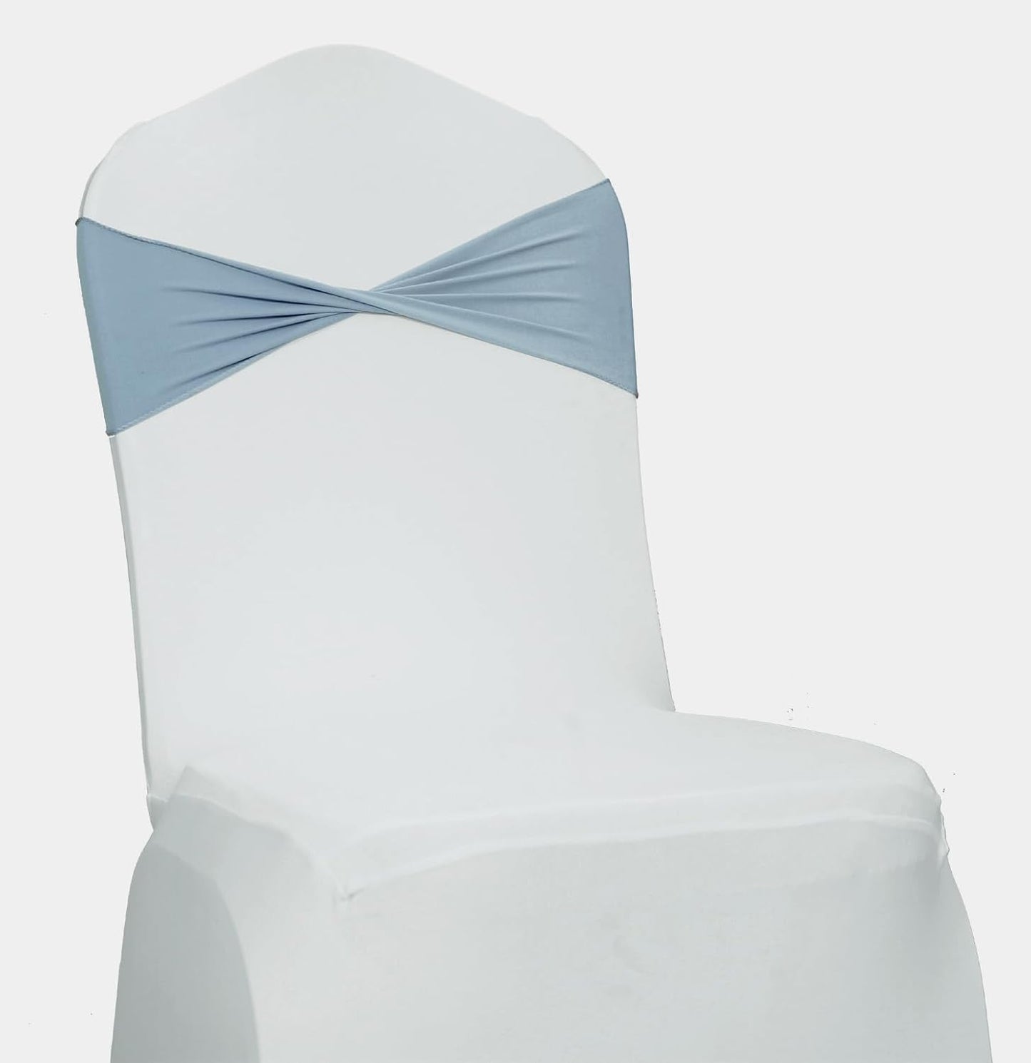 VDS Pack of 300 PCS | Dusty Blue | Spandex Chair Sashes Bows Without Buckle | Stretch Elastic Banquet Universal Folding Chair Band Tie with for Wedding Party Conference Celebration Event Decoration