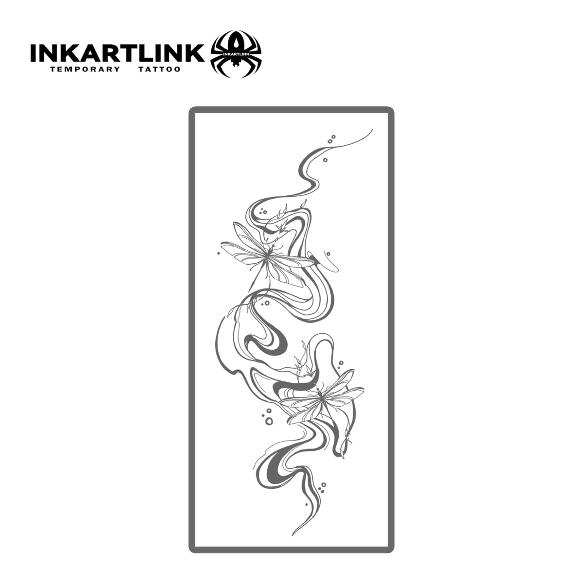 INKARTLINK Tattoo Tech, 2 Sheets Large Semi Permanent Tattoo, Temporary Tattoos, Last 1-2 Weeks, Waterproof, Realistic Look, No Adhesive, No Reflection （Flower INK Design)294