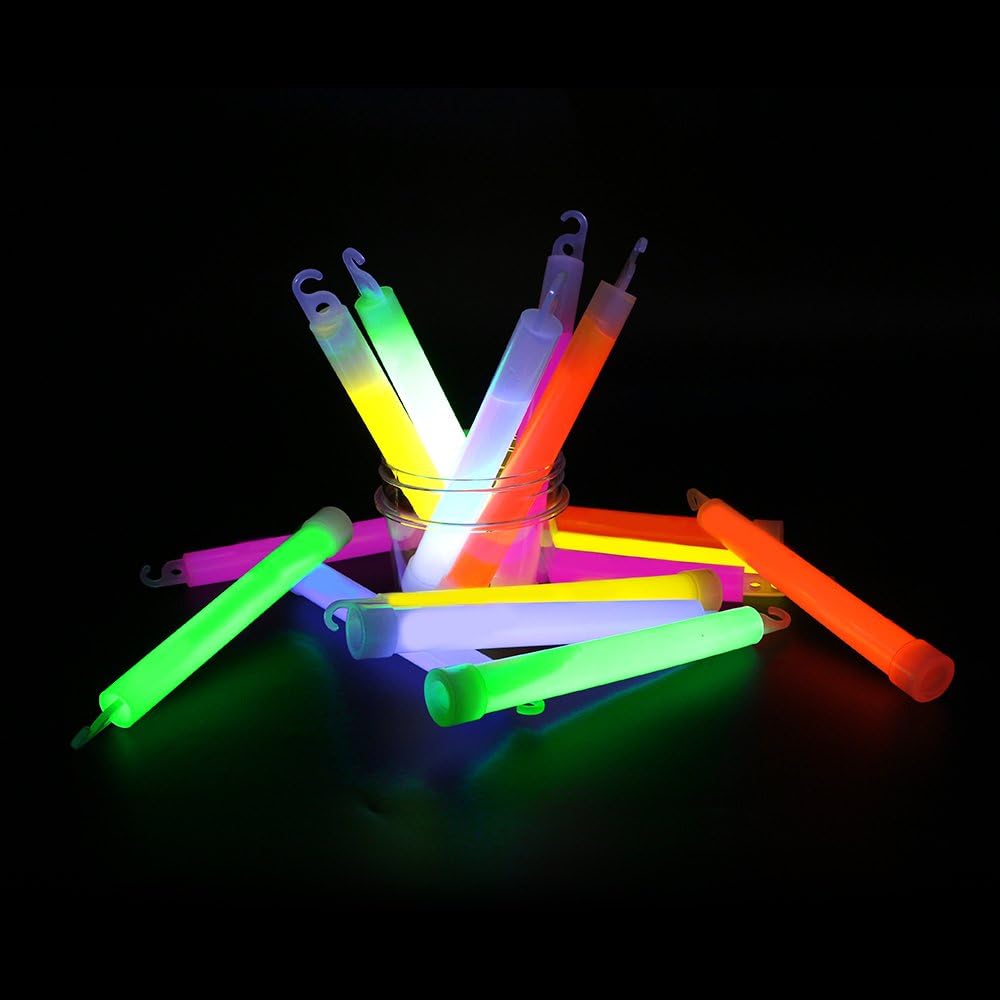 novelinks 50 Pcs 6'' Premium Glow Sticks Bulk - Ultra Bright Large Glow Necklaces Light up Glow in The Dark , Emergency Glow Sticks, Long-lasting Lighting Waterproof(Yellow)