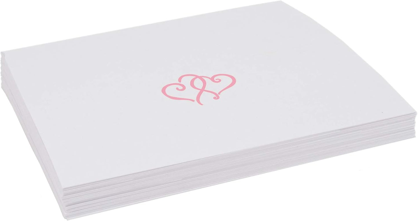 Linked Hearts Place Cards, Pink (Choose Color), Set of 25, Pre-cut and Scored - Wedding, Party, Dinner, and Special Events - Made in the USA