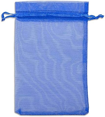 TheDisplayGuys 100-Pack 3x4 Royal Blue Sheer Organza Gift Bags with Drawstring, Jewelry Candy Treat Wedding Party Favors Mesh Pouch