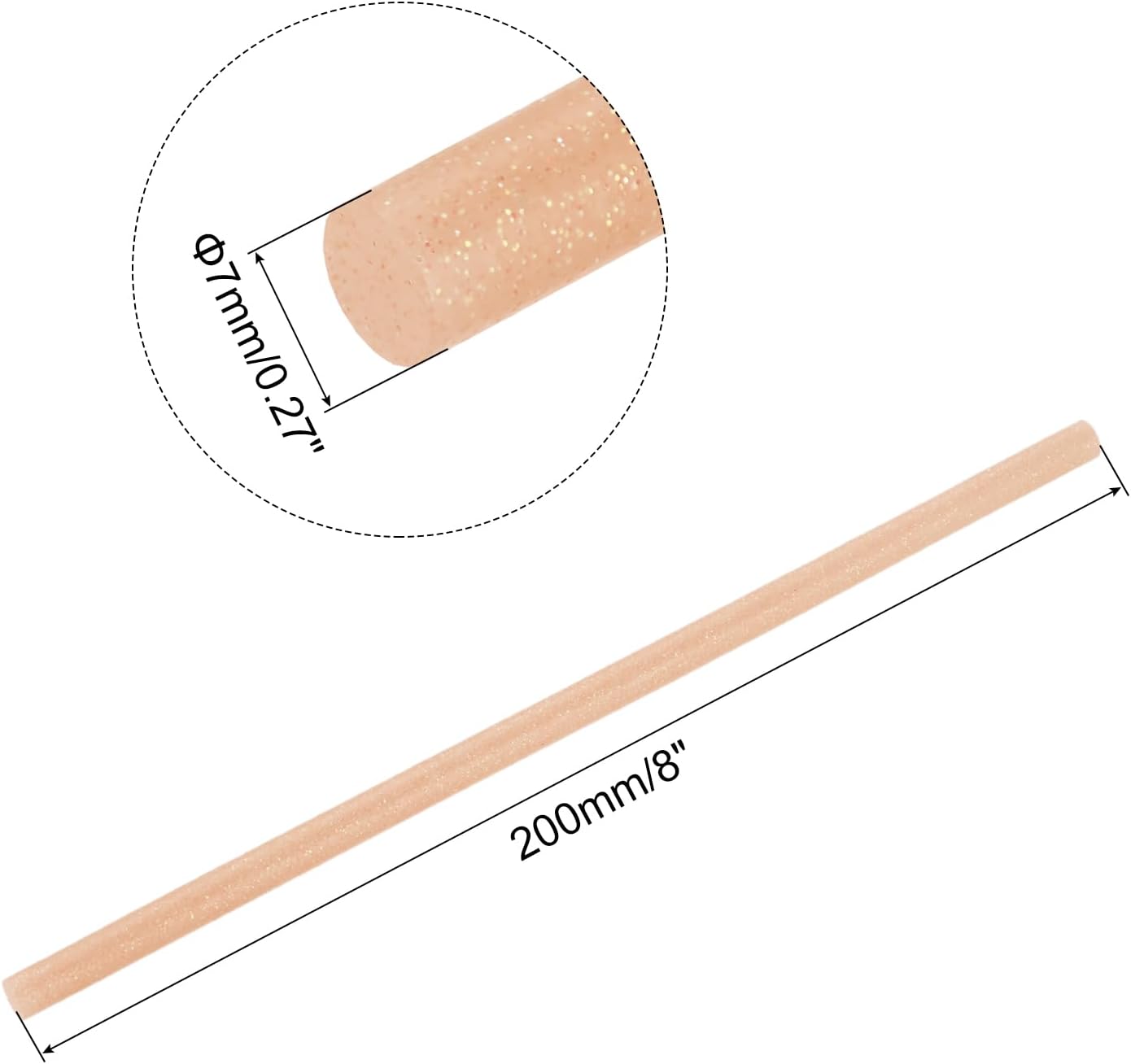 uxcell 20pcs Hot Glue Sticks for Glue Gun 7mm/0.27-inch x 8-inch Mini Hot Melt Adhesive Glue Stick Glitter Orange
