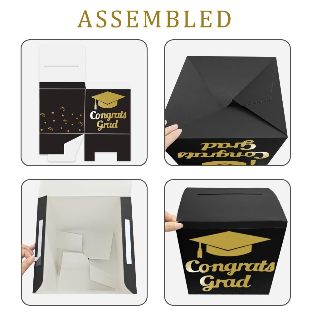 Partico Graduation Card Box Holder, Grad Party Decorations (Black)