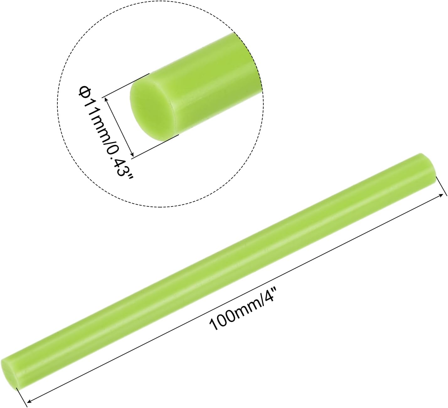 uxcell 20pcs Hot Glue Sticks for Glue Gun 11mm/0.43-inch x 4-inch Mini Hot Melt Adhesive Glue Stick Bright Green