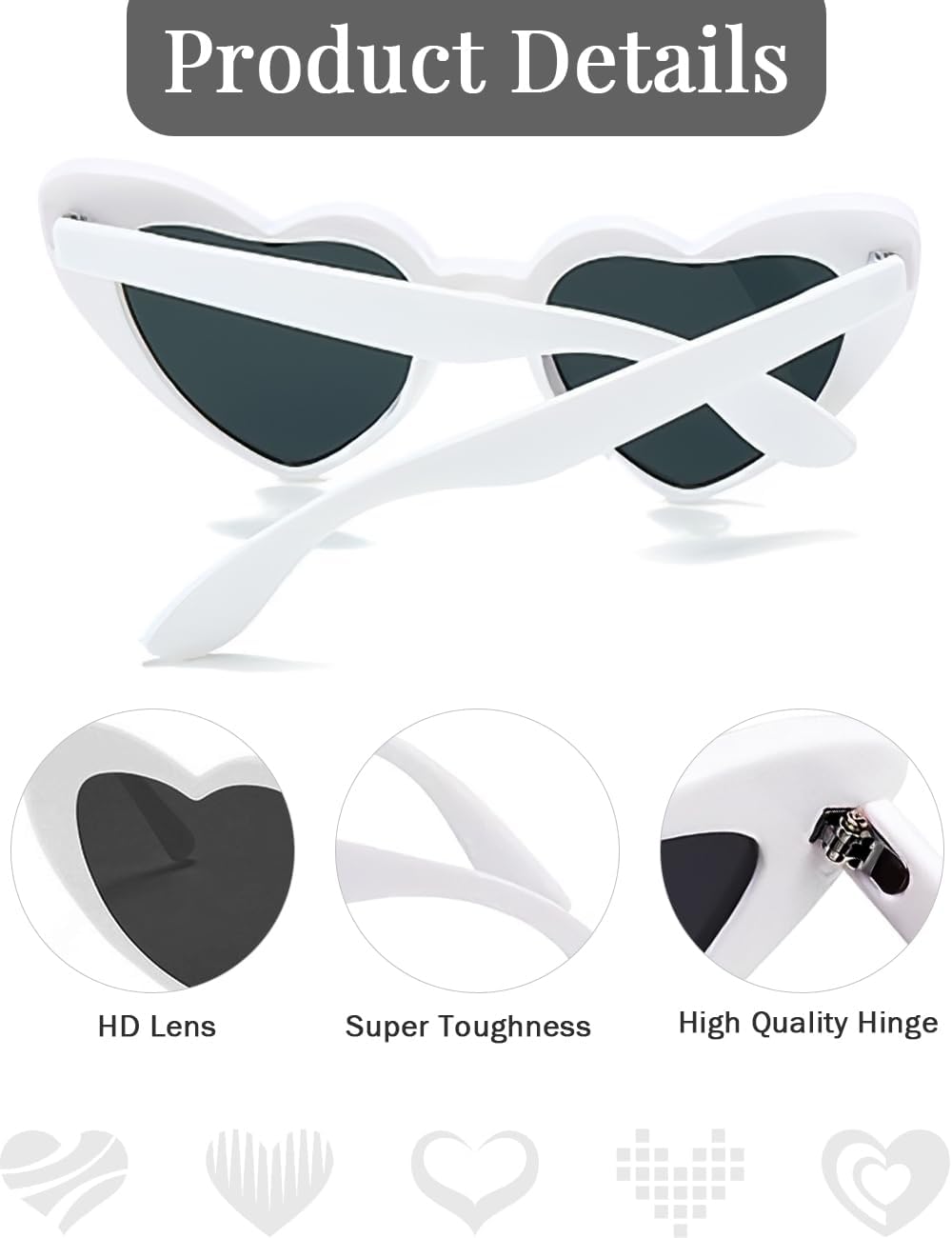 8 Pack Heart Sunglasses Vintage Cat Eye Heart Glasses Retro Bachelorette Bride Sunglasses Bulk for Women