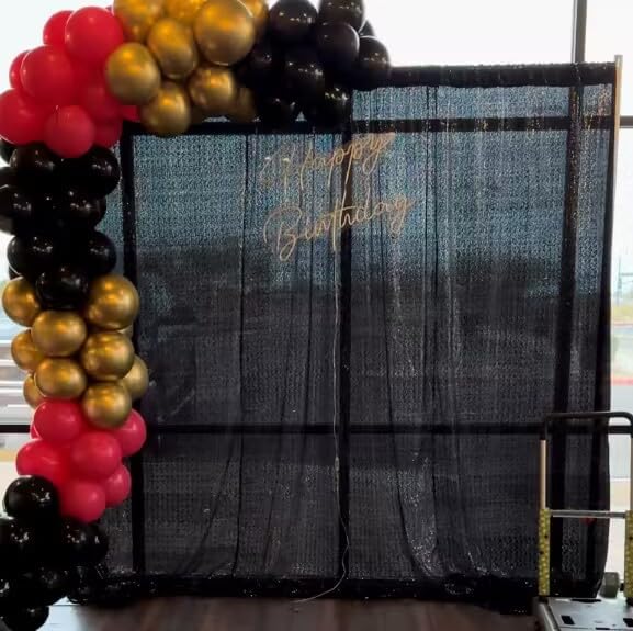 ShinyBeauty 10x10FT Black Sequin Backdrop | Photography & Wedding Background | Glitter Photo Booth Backdrop | Perfect for Baby Birthday Parties & Events | Durable & Elegant Curtain