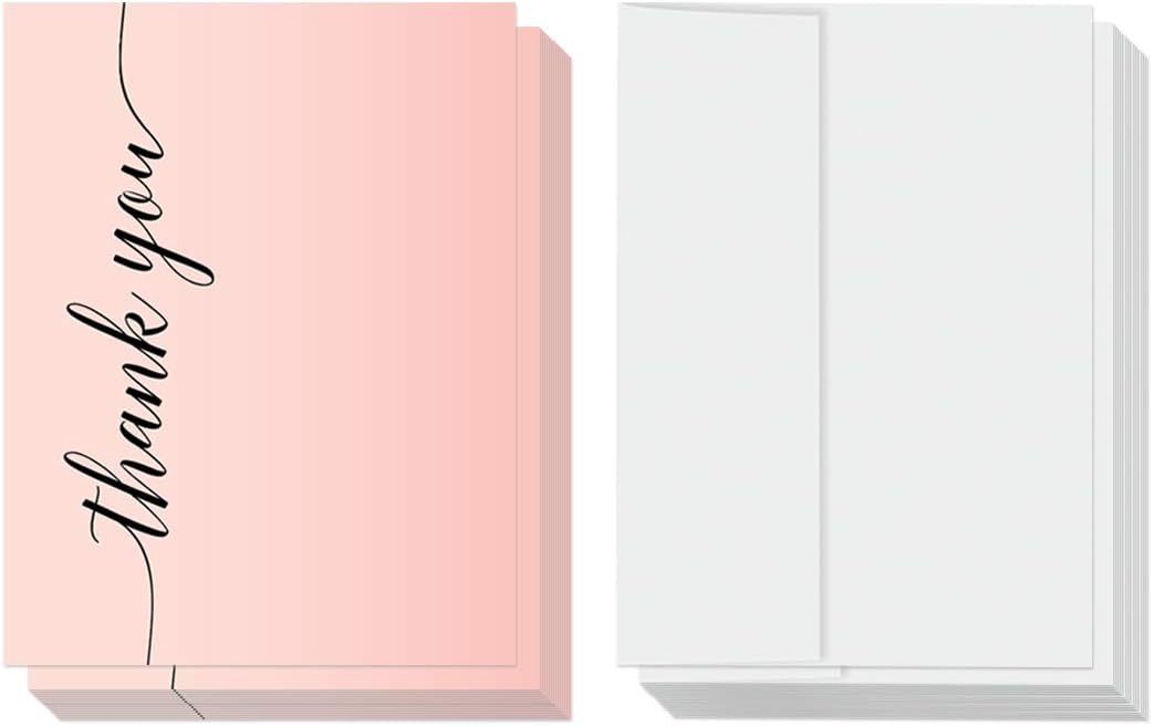 Andaz Press Blush Pink Rose Elegant Party Collection, Blank Thank You Note Cards with Envelopes, 24-Pack