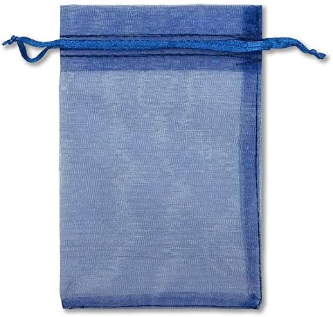 TheDisplayGuys 48-Pack 6x8 Navy Blue Sheer Organza Gift Bags with Drawstring, Jewelry Candy Treat Wedding Party Favors Mesh Pouch