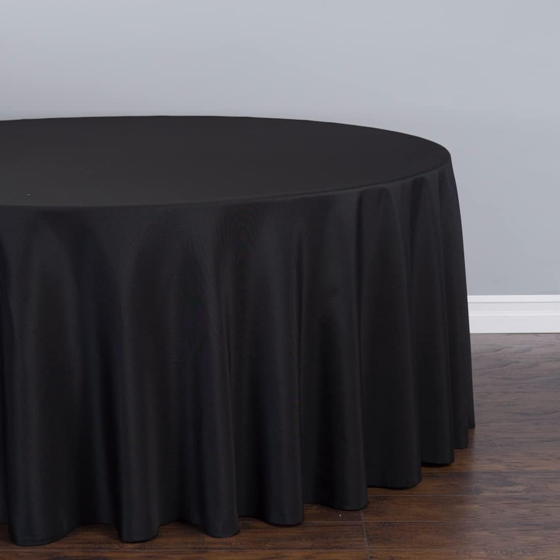 LTC LINENS 2 Pack 108 Inch Round Tablecloth Black - Great for 48 Inch Round Table Floor Length - Wrinkle Resistant Polyester Fabric Cloth for Wedding