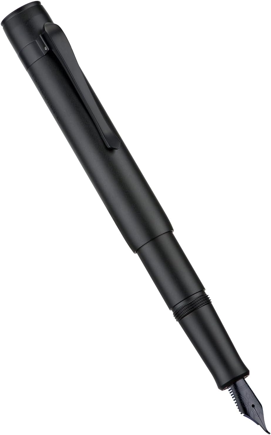 Hongdian M2 Mini Fountain Pen with Bent Nib, Sleek Shape Aluminium Short Pocket Travel Pen (Matte Black)