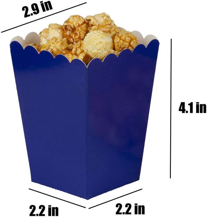 AimtoHome Navy Blue Popcorn Boxes Mini Pack of 12, Paper Popcorn Container for Birthday Party, Graduation, Wedding, Carnival, Movie Night
