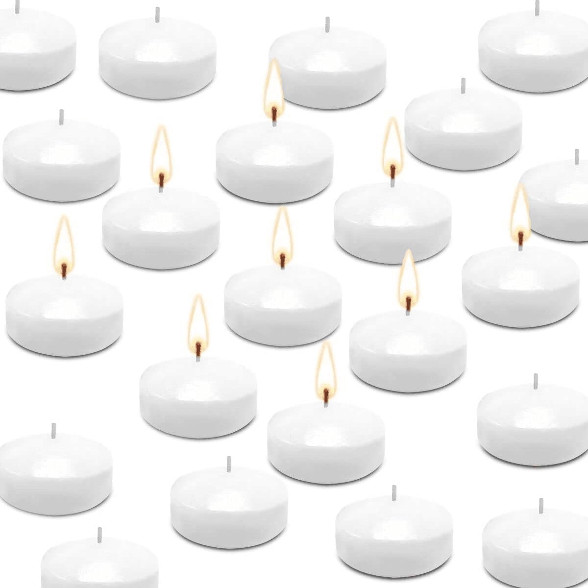 Floating Candles Set of 50, Unscented Dripless Wax Candles for Wedding, Pool Party, Home Decor Holiday & Dinner Centerpieces（2 Inch White）