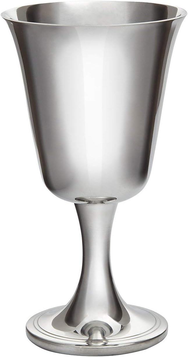 Wentworth Pewter - Large Pewter Bell Goblet, Wine Goblet, Wine Glass, Bright Polished Pewter