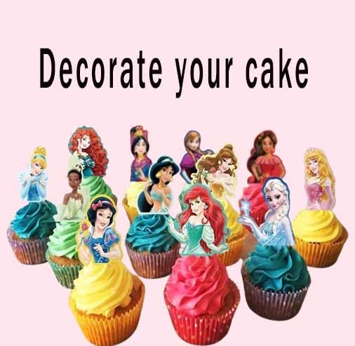 30 Pcs Cute Princess Cartoon Cake Toppers, Cupcake Decorations Birthday Cake, Cute Anime Princess