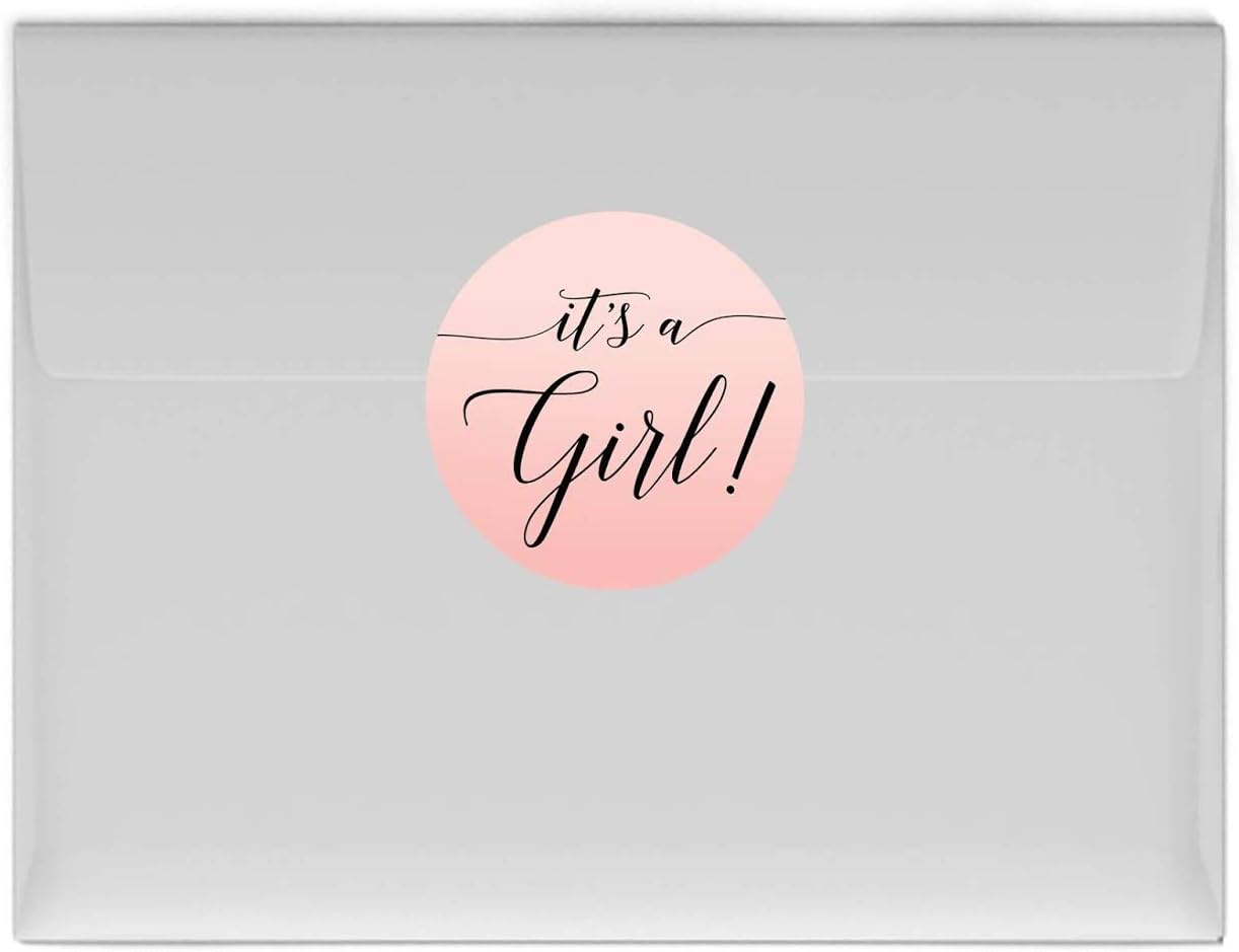 Andaz Press Blush Pink Rose Elegant Party Baby Shower Collection, Round Circle Label Stickers, It's a Girl!, 40-Pack, Favors Decor Envelope Seals